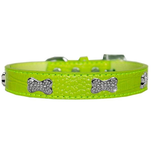 Mirage Pet Products Croc Crystal Bone Dog CollarLime Green Size 10 720-10 LGC10